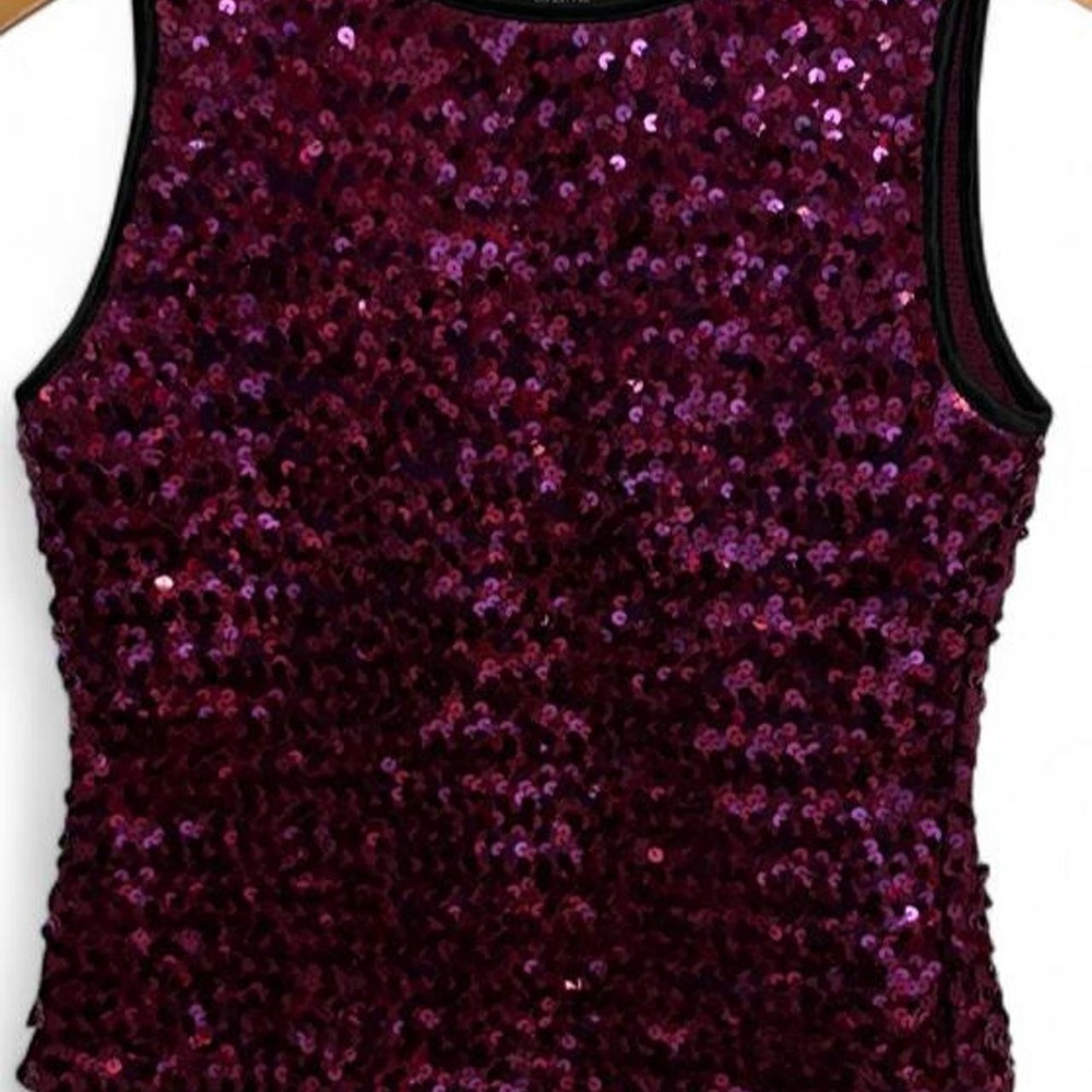 Women Top Karen Kane purple sequin tank Size M #glamour #party Karen Kane sequin